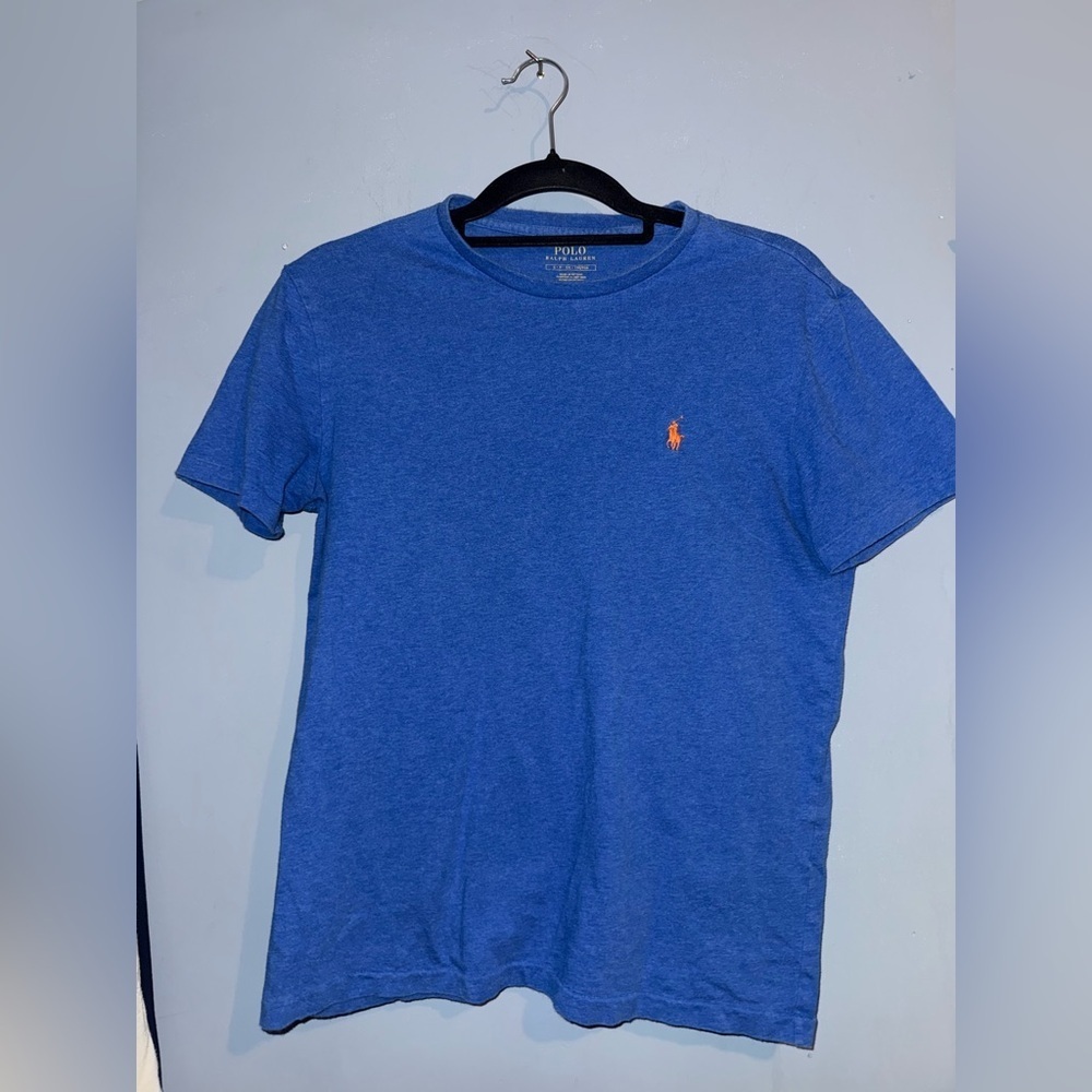 Polo by Ralph Lauren Unisex Blue Tee with Orange Logo